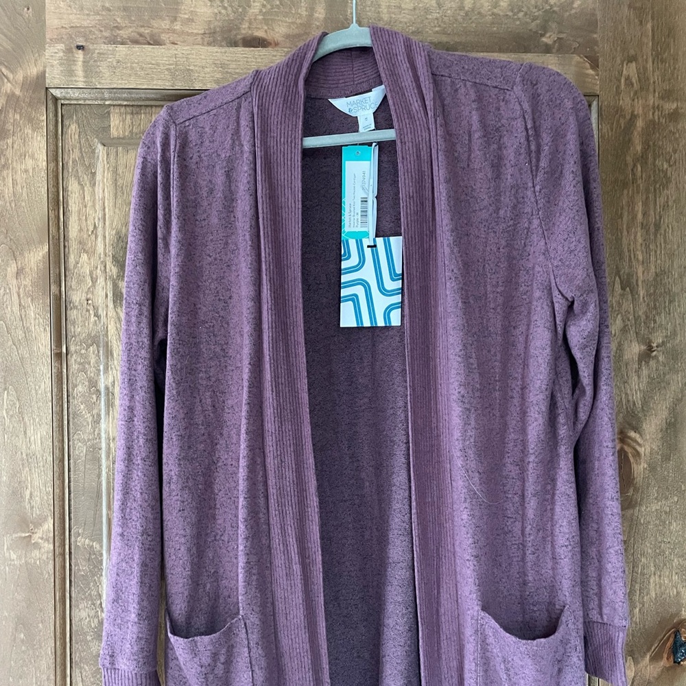 Heather brushed knit two-pocket cardigan